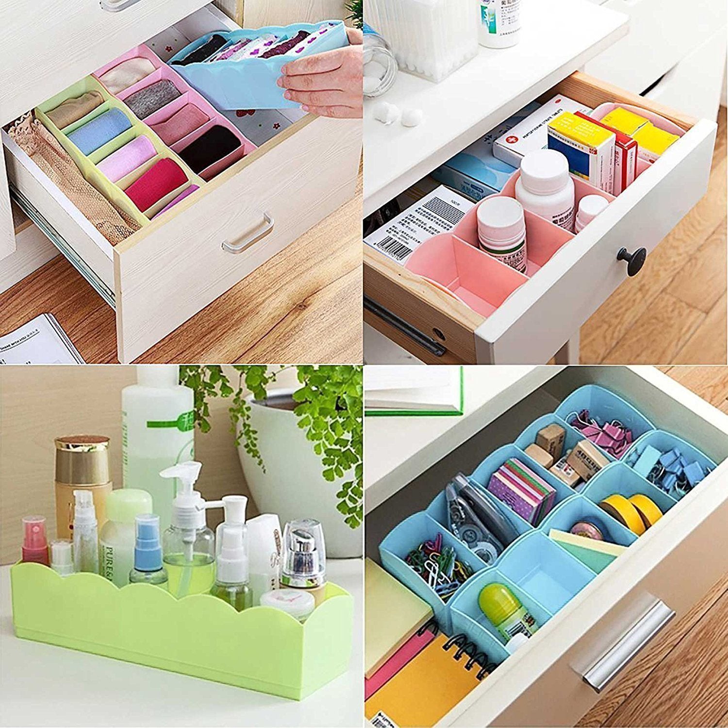 12680 Multi-Function Desktop Drawer Storage Box Clothing Organizer 5 Grid Storage Box Underwear Socks ,Ties Organizer Box (4 Pc Set) 12680 Multi-Function Desktop Drawer Storage Box Clothing Organizer 5 Grid Storage Box Underwear Socks ,Ties Organizer Box (4 Pc Set)